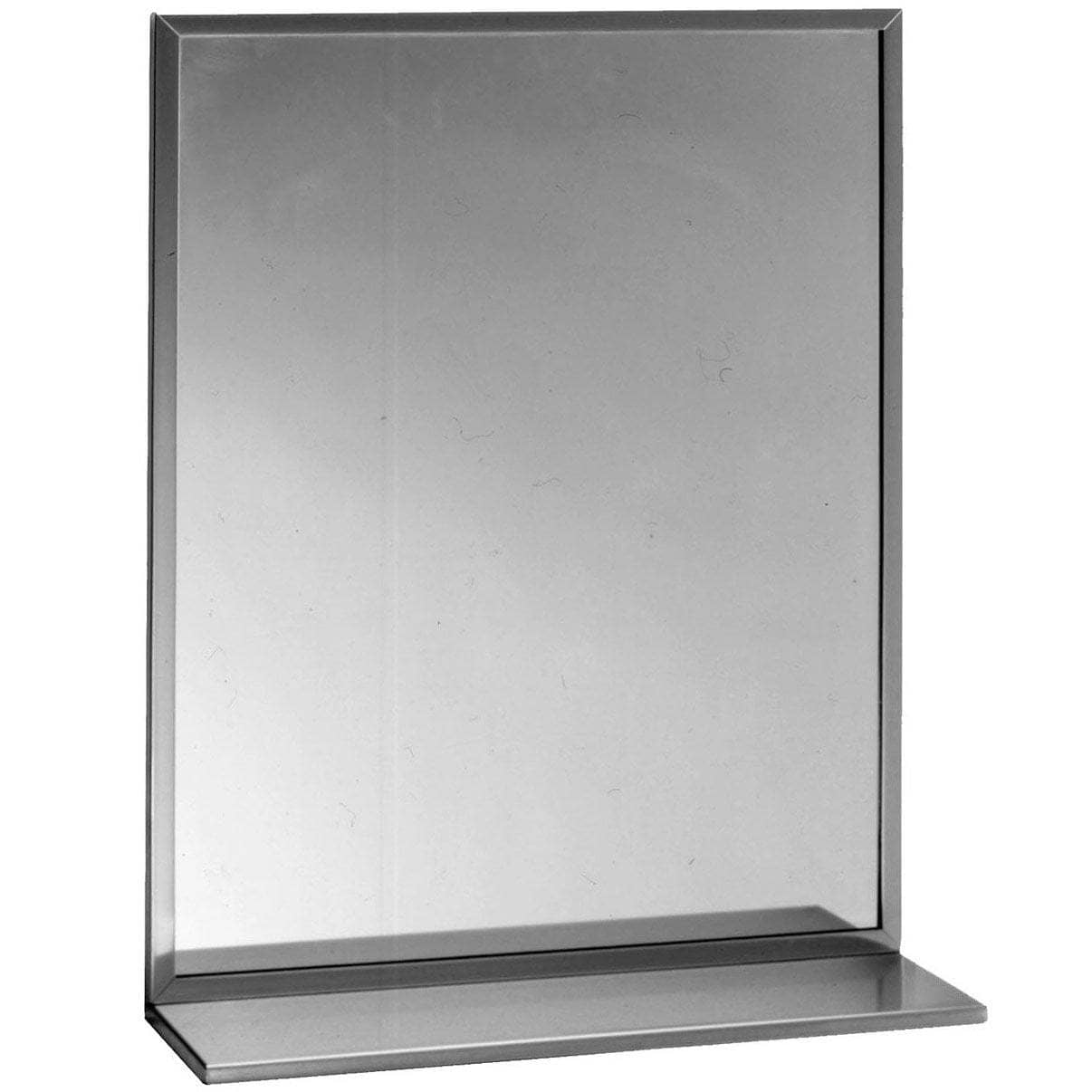 Bobrick B-166-1824 (18 x 24) Public Restroom Mirror Shelf, Channel Frame, 18" W x 24" H, Stainless Steel w/ Bright-Polished Finish