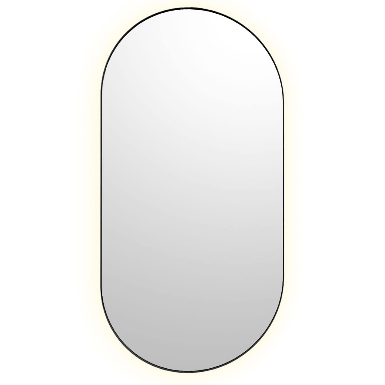 Bobrick B-104 2448.MBLK (24 x 48) Pill-Shaped Backlit LED Mirror Matte Black Frame 24"W x 48"H
