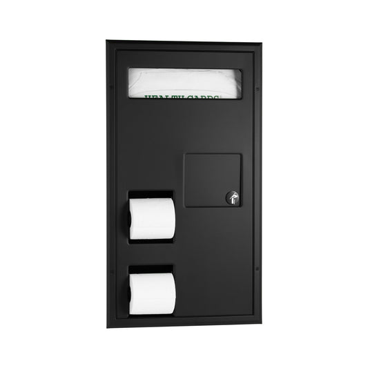 Bobrick 3571.MBLK Partiton-Mounted Seat Cover Dispenser Disposal, 0.8-Gal. Toilet Tissue Dispenser - Accessible Design, Matte Black