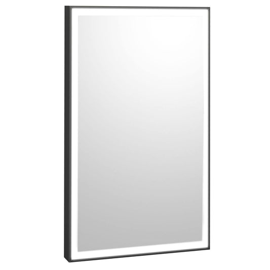 Bobrick B-167 2436.MBLK (24 x 36) Matte Black Rectangular Backlit LED Mirror (Outer Etched) Matte Black Frame 24"W X 36"H