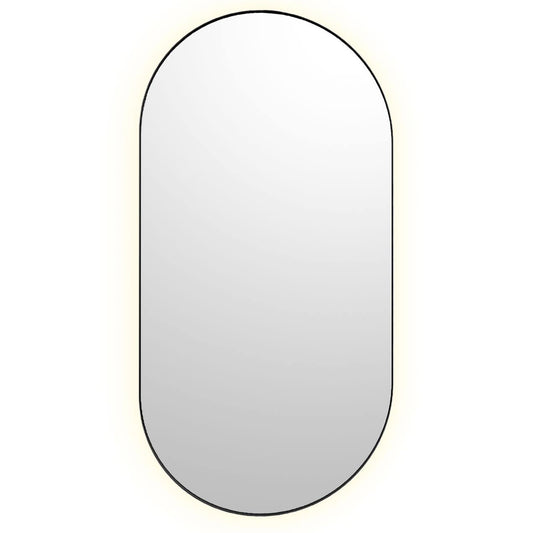 Bobrick B-104 2448.MBLK (24 x 48) Pill-Shaped Backlit LED Mirror Matte Black Frame 24"W x 48"H